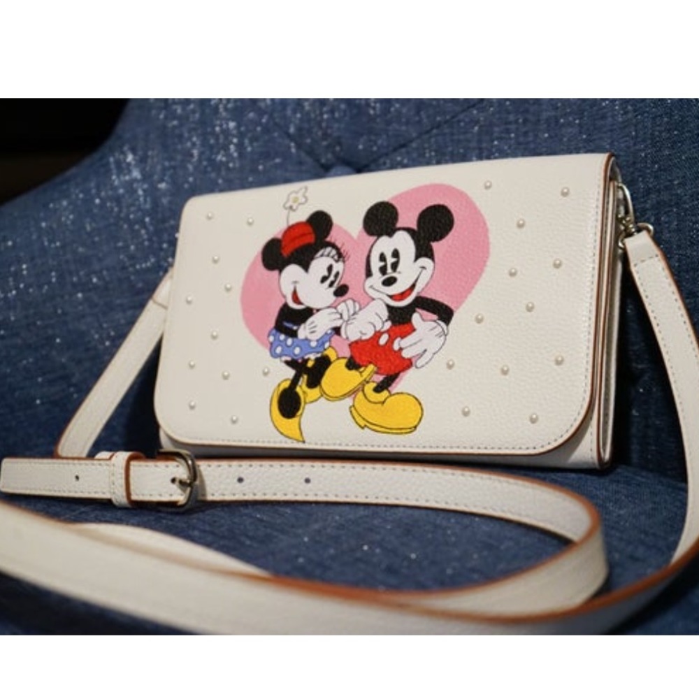Hand painted Mickey and Minnie purse